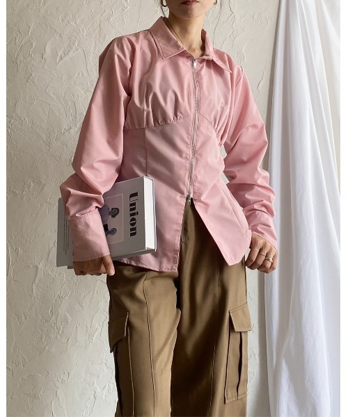 She's Closet(シーズクローゼット)の「ビスチェデザイン長袖ダブルジップシャツブラウス(シャツ/ブラウス・レディース・ピンク/ホワイト/ブルー/ブラック・FREE)」の8枚目の写真