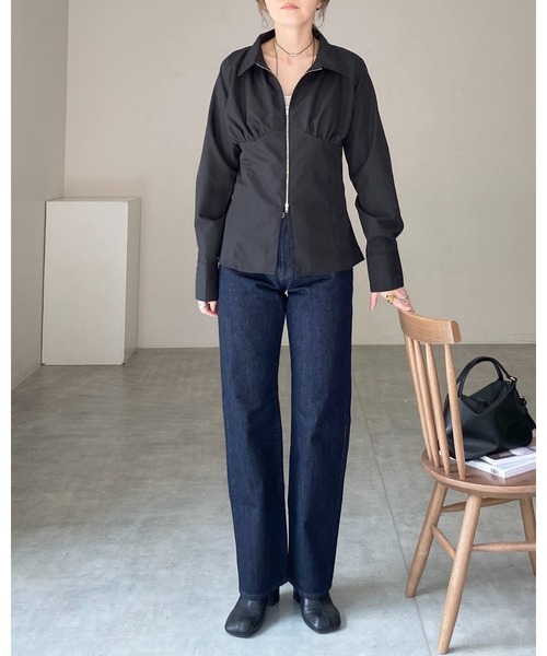 She's Closet(シーズクローゼット)の「ビスチェデザイン長袖ダブルジップシャツブラウス(シャツ/ブラウス・レディース・ピンク/ホワイト/ブルー/ブラック・FREE)」の9枚目の写真