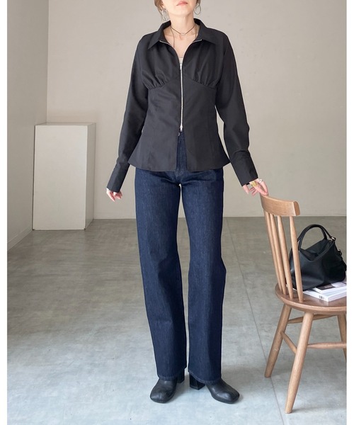 She's Closet(シーズクローゼット)の「ビスチェデザイン長袖ダブルジップシャツブラウス(シャツ/ブラウス・レディース・ピンク/ホワイト/ブルー/ブラック・FREE)」の12枚目の写真