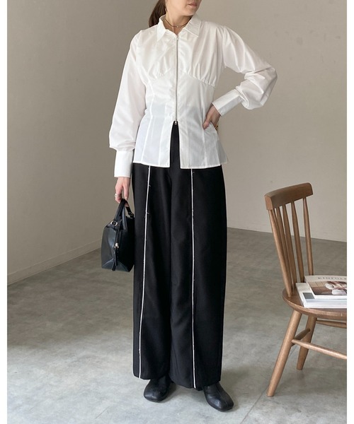 She's Closet(シーズクローゼット)の「ビスチェデザイン長袖ダブルジップシャツブラウス(シャツ/ブラウス・レディース・ピンク/ホワイト/ブルー/ブラック・FREE)」の16枚目の写真
