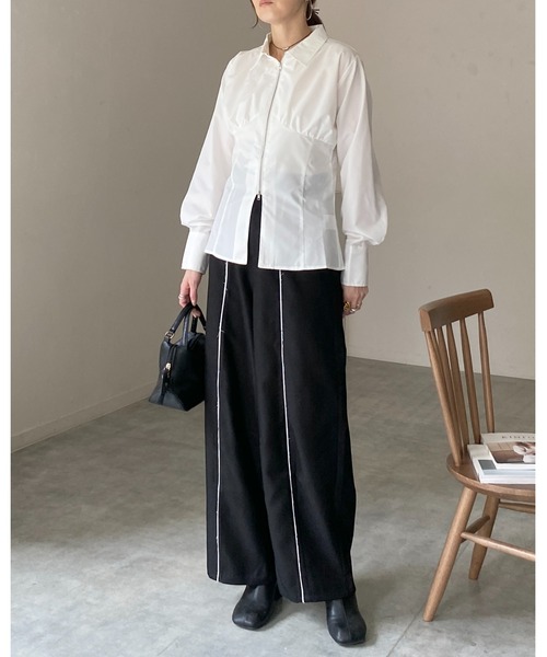 She's Closet(シーズクローゼット)の「ビスチェデザイン長袖ダブルジップシャツブラウス(シャツ/ブラウス・レディース・ピンク/ホワイト/ブルー/ブラック・FREE)」の17枚目の写真