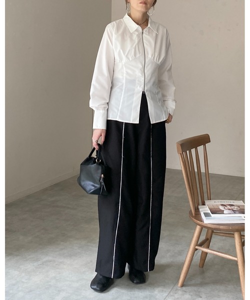 She's Closet(シーズクローゼット)の「ビスチェデザイン長袖ダブルジップシャツブラウス(シャツ/ブラウス・レディース・ピンク/ホワイト/ブルー/ブラック・FREE)」の18枚目の写真