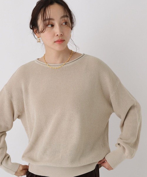 Elura（エルーラ）の「ミドルゲージゆるニット/589490（ニット/セーター・レディース・キャメル/ブラック/ライトベージュ・FREE）」の3枚目の写真