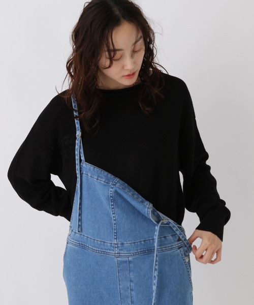 Elura（エルーラ）の「ミドルゲージゆるニット/589490（ニット/セーター・レディース・キャメル/ブラック/ライトベージュ・FREE）」の2枚目の写真