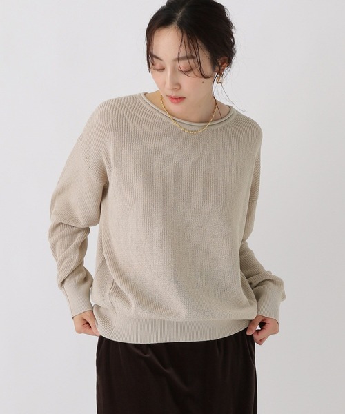 Elura（エルーラ）の「ミドルゲージゆるニット/589490（ニット/セーター・レディース・キャメル/ブラック/ライトベージュ・FREE）」の9枚目の写真