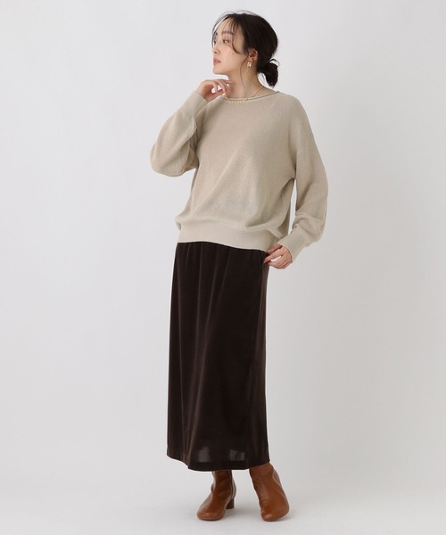 Elura（エルーラ）の「ミドルゲージゆるニット/589490（ニット/セーター・レディース・キャメル/ブラック/ライトベージュ・FREE）」の11枚目の写真