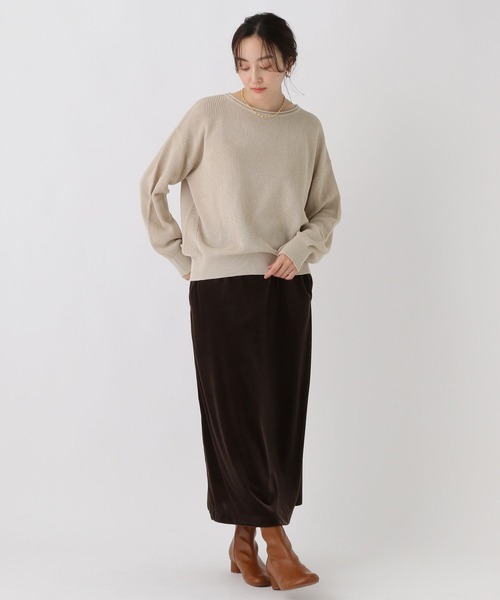 Elura（エルーラ）の「ミドルゲージゆるニット/589490（ニット/セーター・レディース・キャメル/ブラック/ライトベージュ・FREE）」の12枚目の写真