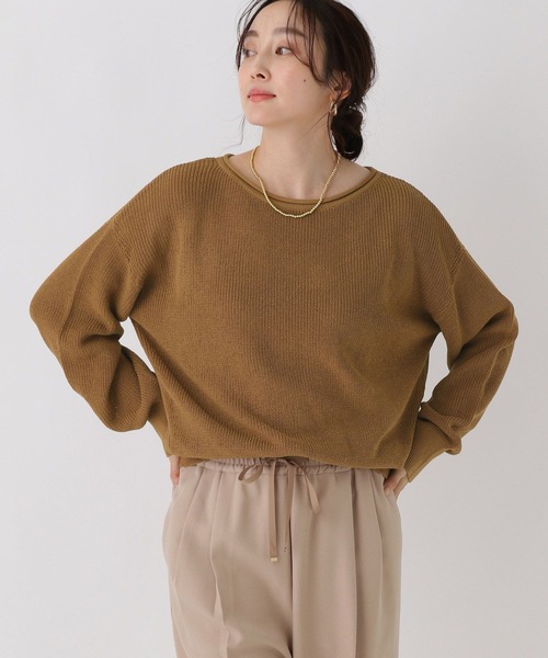 Elura（エルーラ）の「ミドルゲージゆるニット/589490（ニット/セーター・レディース・キャメル/ブラック/ライトベージュ・FREE）」の13枚目の写真