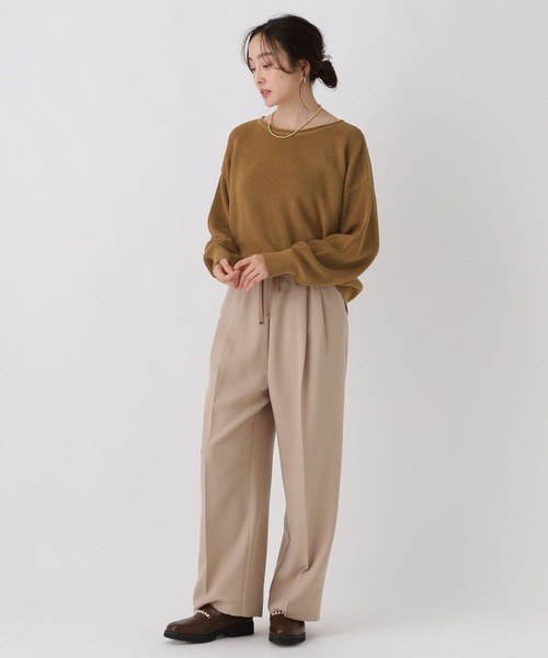 Elura（エルーラ）の「ミドルゲージゆるニット/589490（ニット/セーター・レディース・キャメル/ブラック/ライトベージュ・FREE）」の15枚目の写真