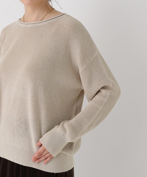 Elura（エルーラ）の「ミドルゲージゆるニット/589490（ニット/セーター・レディース・キャメル/ブラック/ライトベージュ・FREE）」の22枚目の写真