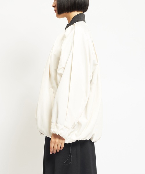 gomme（ゴム）の「T/Cグログラン　バルーンタックブルゾン（テーラードジャケット・レディース・アイボリー・MEDIUM）」の4枚目の写真