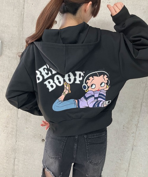 muuu.a様ご確認用バラメモ♥新作ガーリーレトロガール♥可愛いバラメモ♯632 セール】BETTY BOOPバックプリントショート丈ZIPパーカー