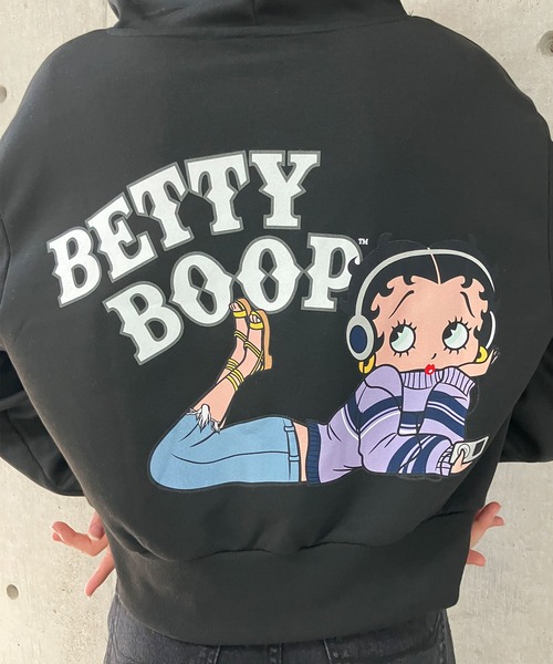 セール】BETTY BOOPバックプリントショート丈ZIPパーカー（パーカー