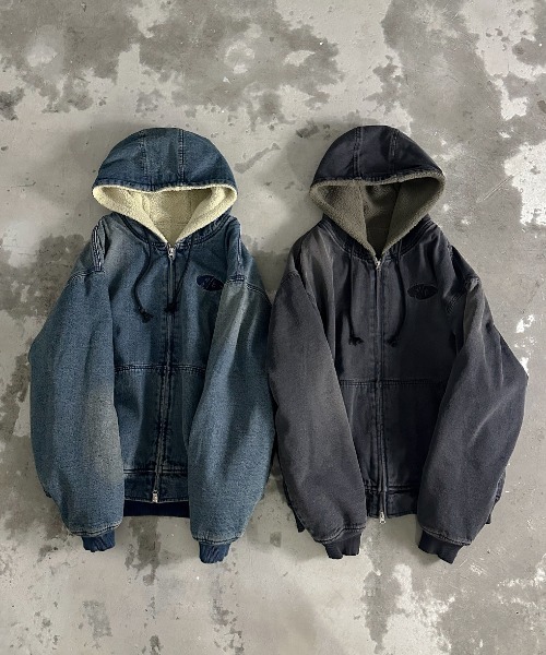 A'gem(エージェム)の「A'GEM/9 × .kom 『A'gem/エージェム』 ボアデニムジップアップパーカー(パーカー・メンズ・ブルー/ブラック・FREE)」の3枚目の写真