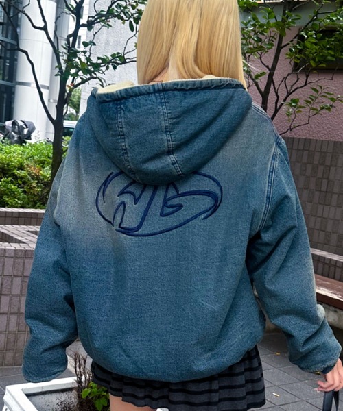 A'GEM/9 × .kom 『A'gem/エージェム』 ボアデニムジップアップパーカー