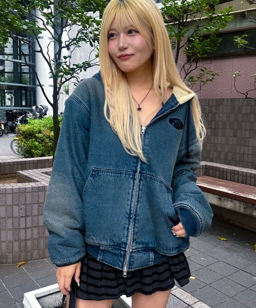 A'GEM/9 × .kom 『A'gem/エージェム』 ボアデニムジップアップパーカー