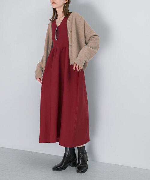 アーバンリサーチロッソ フォルムシルエットVネックリブワンピース ロング WEB限定』フォルムシルエットVネックリブワンピース（マキシ丈