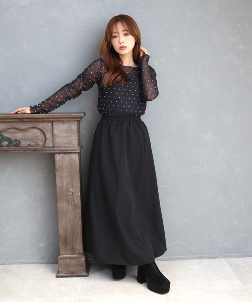 CECIL McBEE(セシルマクビー)の「バルーンロングスカート(スカート・レディース・ブラウン/ブラック・LARGE/MEDIUM)」の1枚目の写真