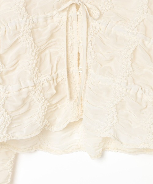 BAYFLOW（ベイフロー）の「[夏から秋に活躍]シャーリングシフォンカーディガン（カーディガン/ボレロ・レディース・オフホワイト/ブラック・FREE）」の18枚目の写真