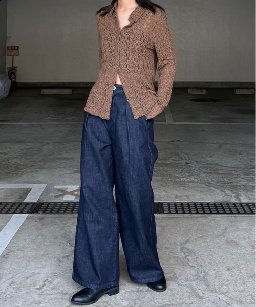 Lui's(ルイス)の「タックワイドデニム(デニムパンツ・レディース・ブラック/ネイビー・38/36)」の13枚目の写真