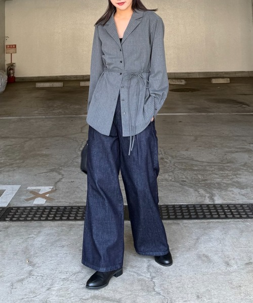 Lui's(ルイス)の「タックワイドデニム(デニムパンツ・レディース・ブラック/ネイビー・38/36)」の17枚目の写真
