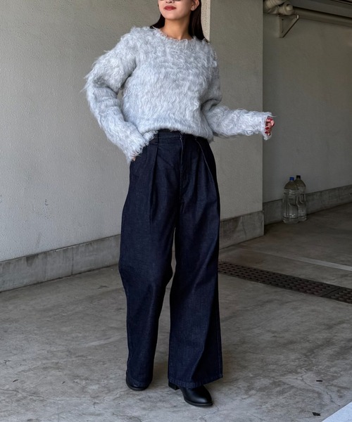 Lui's(ルイス)の「タックワイドデニム(デニムパンツ・レディース・ブラック/ネイビー・38/36)」の8枚目の写真