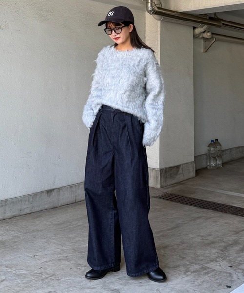 Lui's(ルイス)の「タックワイドデニム(デニムパンツ・レディース・ブラック/ネイビー・38/36)」の9枚目の写真