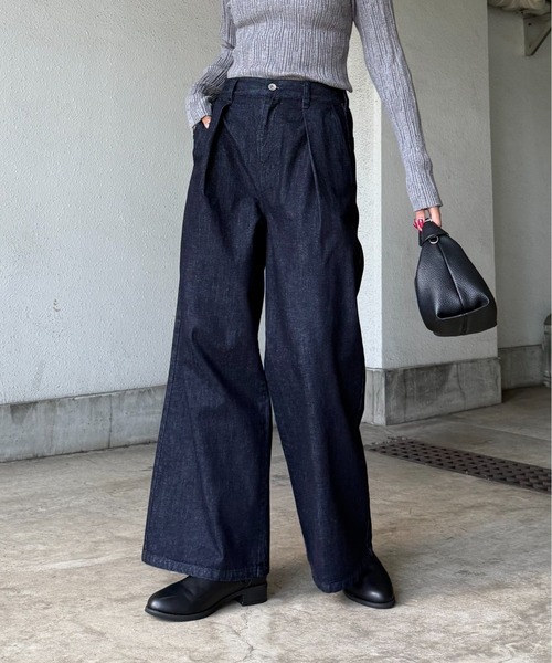 Lui's(ルイス)の「タックワイドデニム(デニムパンツ・レディース・ブラック/ネイビー・38/36)」の10枚目の写真