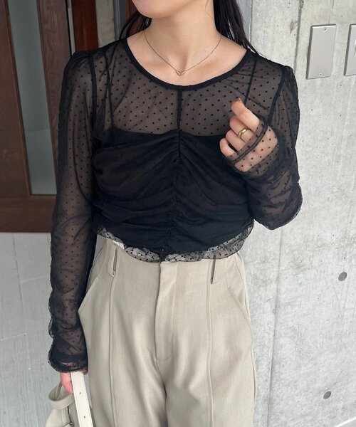 オケージョンにも◎】フロッキードットブラウス（シャツ/ブラウス