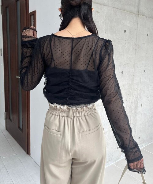 CAPRICIEUX LE'MAGE（カプリシューレマージュ）の「【オケージョンにも◎】フロッキードットブラウス（シャツ/ブラウス・レディース・ブラック/ベージュ・FREE）」の21枚目の写真