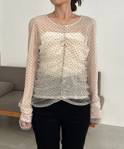 オケージョンにも◎】フロッキードットブラウス（シャツ/ブラウス