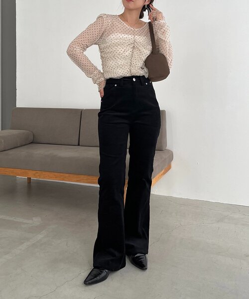 CAPRICIEUX LE'MAGE（カプリシューレマージュ）の「【オケージョンにも◎】フロッキードットブラウス（シャツ/ブラウス・レディース・ブラック/ベージュ・FREE）」の8枚目の写真