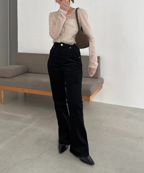 CAPRICIEUX LE'MAGE（カプリシューレマージュ）の「【オケージョンにも◎】フロッキードットブラウス（シャツ/ブラウス・レディース・ブラック/ベージュ・FREE）」の9枚目の写真