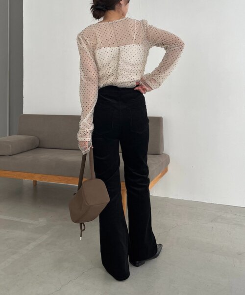 カプリシュレマージュ　フロッキードットブラウス オケージョンにも◎】フロッキードットブラウス（シャツ/ブラウス