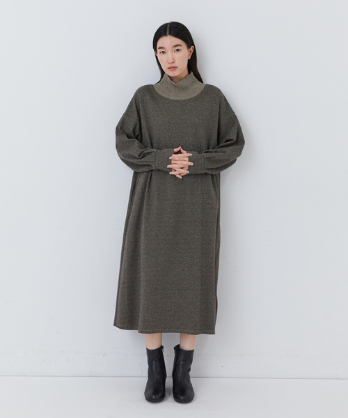 conges payes ADIEU TRISTESSE（コンジェ ペイエ アデュートリステス）の「【1月ベストセラーブランド内5位】リブタートルワンピース（ワンピース・レディース・ダークブラウン/ベージュ/ライトブラウン・FREE）」の4枚目の写真