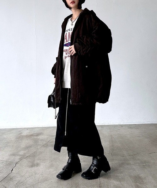 PAGEBOY（ページボーイ）の「モンスターパーカーコート【フード取り外し可能・軽量】（ブルゾン・レディース・ブラック/ブラウン/オフホワイト・FREE）」の4枚目の写真