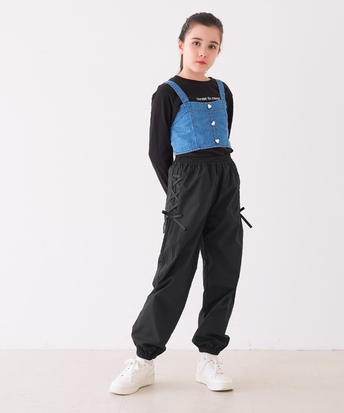 coca(coca)(コカ)の「キッズ サイドレースアップパンツ(スウェットパンツ・キッズ・ブラック/ライトブルー・120/150/130/140)」の7枚目の写真