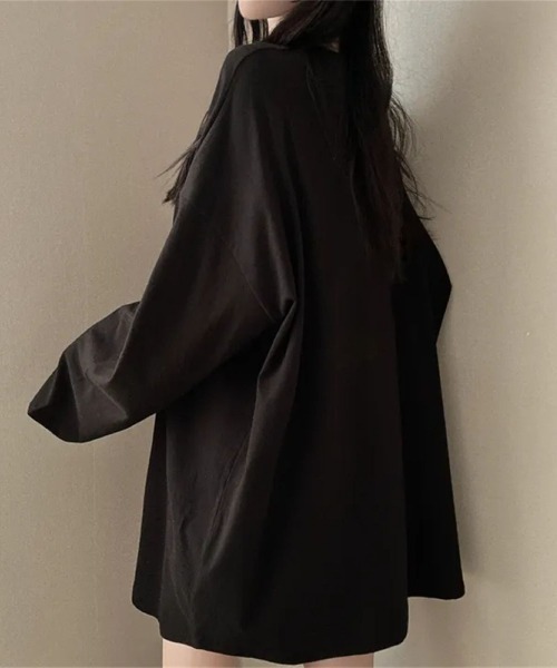 LETee(レティー)の「ボックスプリント ルーズフィットトップス(Tシャツ/カットソー・レディース・ブラック/ホワイト/ライトグレー/ネイビー・FREE)」の10枚目の写真