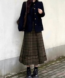 AMAJI | レトロチェック柄Aラインロングスカート(スカート)