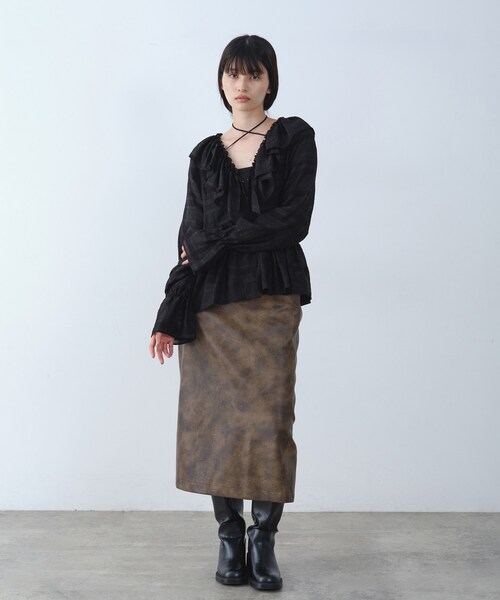 CODE A(コードエー)の「dream ruffle lace blouse(シャツ/ブラウス・レディース・ブラック/ホワイト・00)」の4枚目の写真