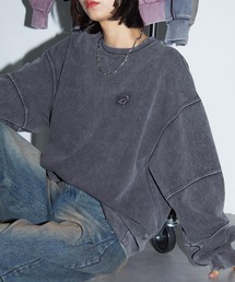 Anchor Smith（アンカー スミス）の「【セットアップ対応】ヴィンテージ加工スノーウォッシュ ワンポイントロゴ刺繍 切り替えダンボールスウェット（スウェット・メンズ）」