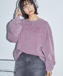 Anchor Smith（アンカー スミス）の「【セットアップ対応】ヴィンテージ加工スノーウォッシュ ワンポイントロゴ刺繍 切り替えダンボールスウェット（スウェット）」
