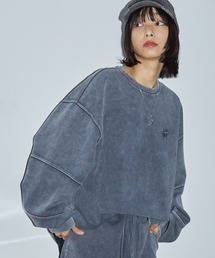 Anchor Smith（アンカー スミス）の「【セットアップ対応】ヴィンテージ加工スノーウォッシュ ワンポイントロゴ刺繍 切り替えダンボールスウェット（スウェット）」