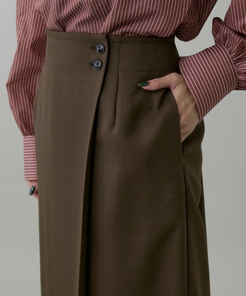 INED（イネド）の「ライトカルゼ ラップ風タイトスカート（スカート・レディース・ブラック/ベージュ/ブラウン・7号/9号/11号）」の7枚目の写真