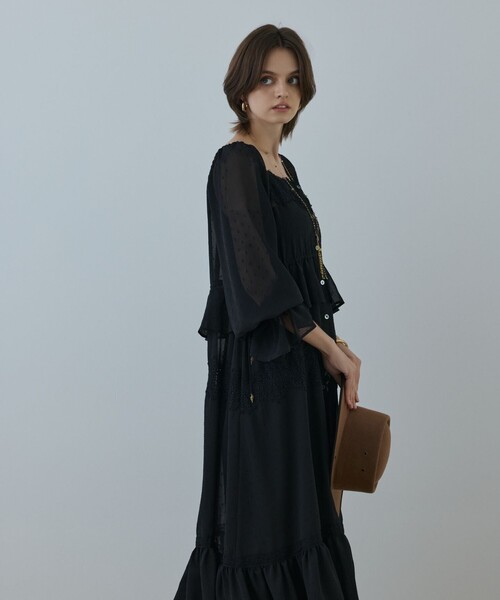 【タグ付き✨】グレースコンチネンタル　ベルベットジャガードスタンドワンピース　M タグ付き✨】グレースコンチネンタル ベルベットジャガード