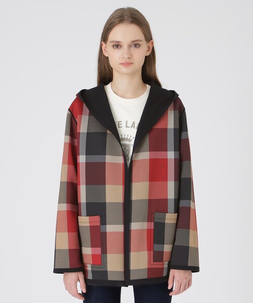 BLUE LABEL CRESTBRIDGE（ブルーレーベルクレストブリッジ）の「クレストブリッジチェックリバーシブルダンボールミディ丈コーディガン（カーディガン/ボレロ・レディース・ベージュ/ダークネイビー/ブラック/ブルー・38）」の9枚目の写真