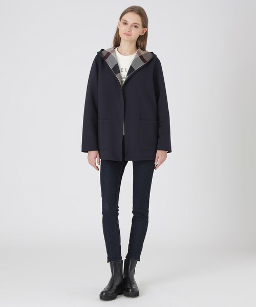 BLUE LABEL CRESTBRIDGE（ブルーレーベルクレストブリッジ）の「クレストブリッジチェックリバーシブルダンボールミディ丈コーディガン（カーディガン/ボレロ・レディース・ベージュ/ダークネイビー/ブラック/ブルー・38）」の15枚目の写真