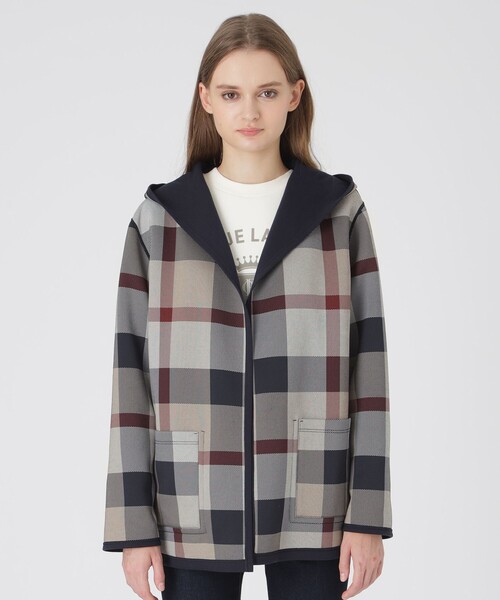 BLUE LABEL CRESTBRIDGE（ブルーレーベルクレストブリッジ）の「クレストブリッジチェックリバーシブルダンボールミディ丈コーディガン（カーディガン/ボレロ・レディース・ベージュ/ダークネイビー/ブラック/ブルー・38）」の19枚目の写真