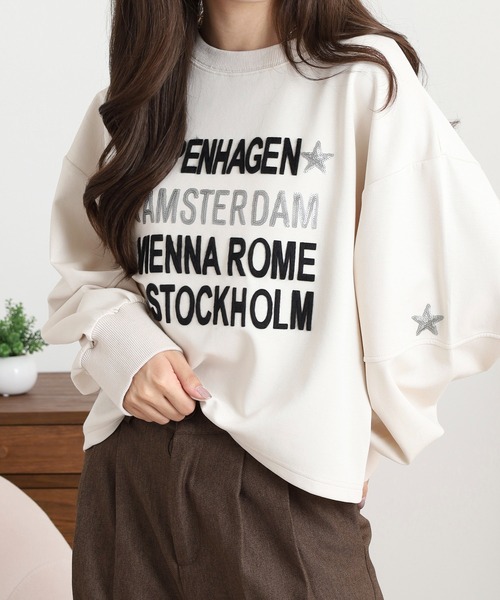 Anna Nicola(アンナニコラ)の「Anna Nicola ダンボールニットロゴプルオーバー(Tシャツ/カットソー・レディース・アイボリー/グレー/ブラック・38)」の4枚目の写真