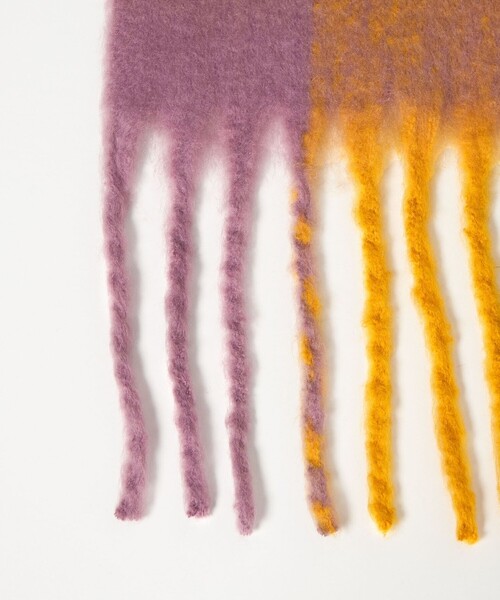 CITEN(シテン)の「<CITEN>カラフルチェックストール(マフラー・レディース・ライトブルー/オレンジ・FREE)」の6枚目の写真